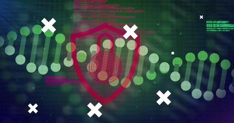 digital security shield over dna data representation - Download Free Stock Images Pikwizard.com