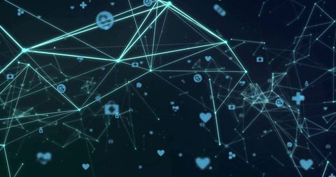 Digital network map with medical and social icons
