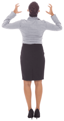 Angry businesswoman back view on transparent background png