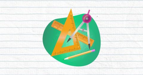 Illustration of School Devices for Mathematics on Lime Green Shape - Download Free Stock Images Pikwizard.com