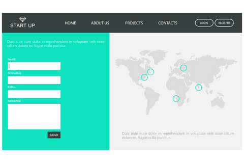 Transparent Start Up Window with World Map and Contact Form - Download Free Stock Videos Pikwizard.com