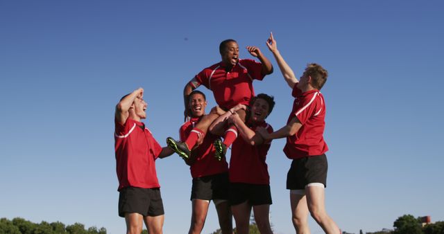 Rugby Team Celebrating Victory Outdoors - Download Free Stock Images Pikwizard.com