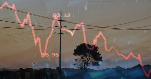 Electric Grid and Stock Decline Overlapped at Dusk