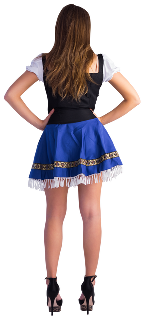 Oktoberfest Girl In Blue Dress Standing With Hands On Hips, Back View Only Transparent - Download Free Stock Videos Pikwizard.com