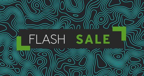 Flash sale banner with vibrant green wave patterns