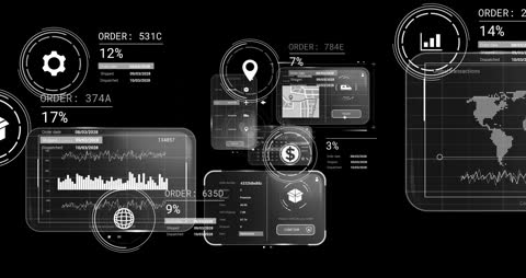 Abstract Digital Interface Animation with Data Analysis