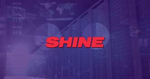 Bold Red 'SHINE' in Futuristic Data Center Environment