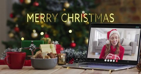 Virtual Christmas Celebration with Holiday Decorations - Download Free Stock Images Pikwizard.com