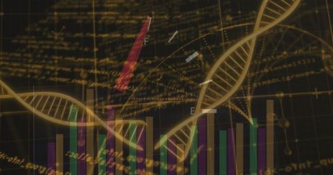 Futuristic genetic research with dna and data visualization