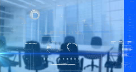 Abstract Office Interior with Digital Data Elements