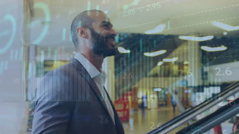 Businessman Analyzing Financial Data in Corporate Setting