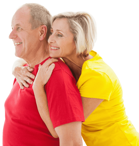 Transparent Background Happy Senior Couple Smiling in Causal Wear