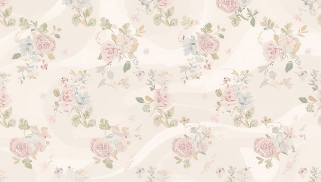 Pastel rose watercolor seamless repeat pattern on cream beige wash for wallpaper textiles