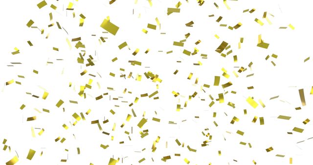 Celebratory Gold Confetti Falling Against White Background - Download Free Stock Images Pikwizard.com