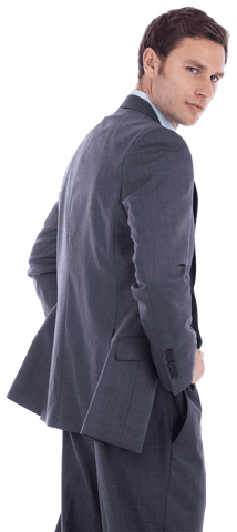 Transparent View of Confident Businessman in Gray Suit