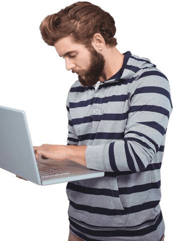 man standing transparent stylish casual typing on laptop - Download Free Stock Videos Pikwizard.com