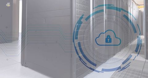 Secure Cloud Technology Overlapping Modern Server Room Illustration - Download Free Stock Images Pikwizard.com
