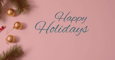 Elegant Holiday Greetings with Gold Baubles and Fir Branches