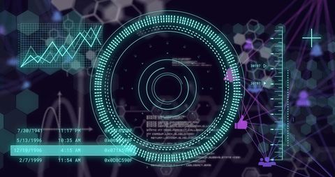 Futuristic Scientific Data Process Interface on Dark Background - Download Free Stock Images Pikwizard.com