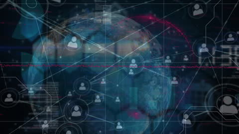 Global Network Connections with Planet Earth in Digital Background