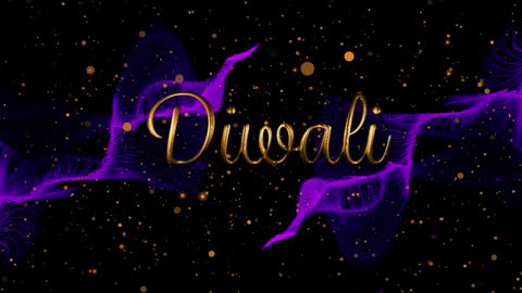 Vibrant Diwali Celebration with Abstract Purple Waves