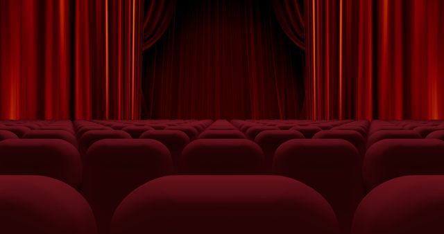 Classic Theater Setting with Opening Red Curtains - Download Free Stock Images Pikwizard.com