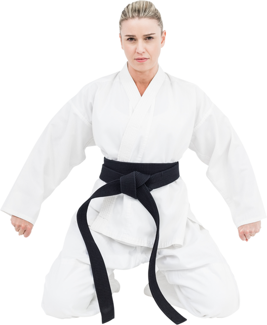 Transparent image of female judo practitioner in a white uniform - Download Free Stock Videos Pikwizard.com