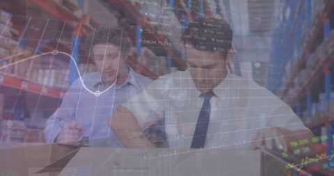 Caucasian Male Workers in Warehouse Analyzing Statistics - Download Free Stock Images Pikwizard.com