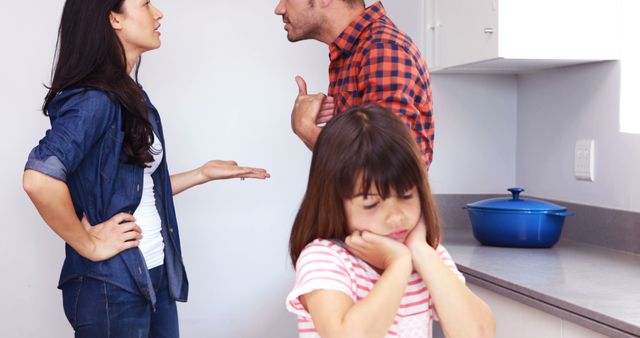 Parents in Argument with Upset Child in Kitchen - Download Free Stock Images Pikwizard.com