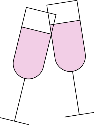 Pastel pink clinking glasses on transparent background