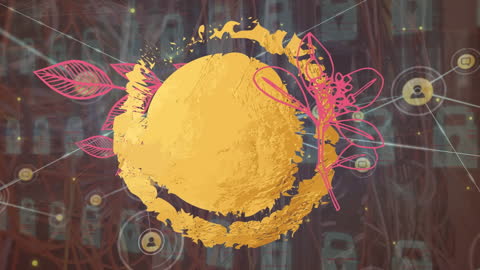 Abstract Digital Interface with Artistic Elements and Global Network