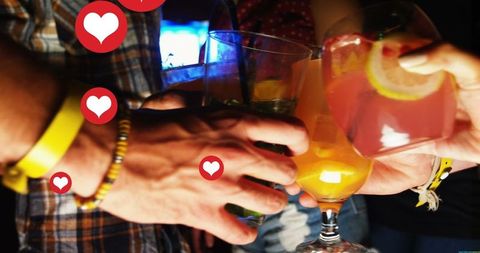 Friends Enjoying Creative Cocktails with Heart Reactions