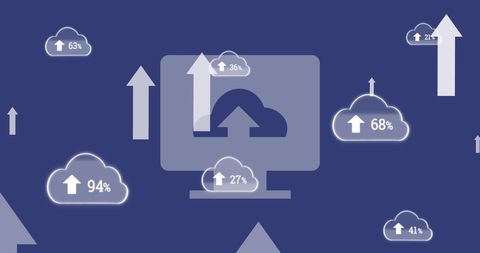 digital cloud integration concept with arrows and statistics - Download Free Stock Images Pikwizard.com