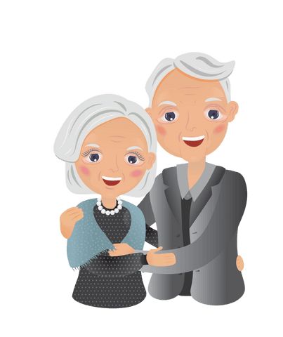 Transparent Illustration of Elderly Caucasian Couple Embracing - Download Free Stock Videos Pikwizard.com
