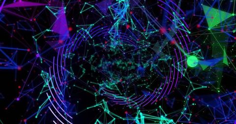 Futuristic cyber vortex with electroluminescent geometries