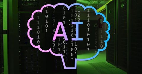 AI Brain With Binary Code in Modern Server Environment - Download Free Stock Images Pikwizard.com