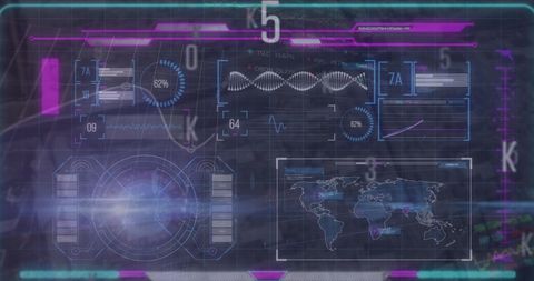 Futuristic Data Processing Dashboard with Global Analytics - Download Free Stock Images Pikwizard.com