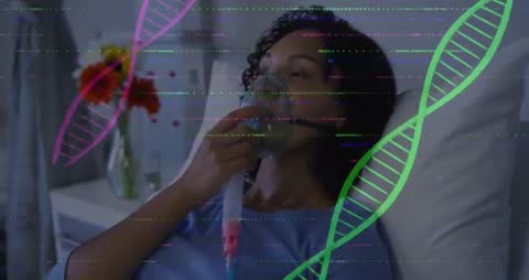 Patient with Oxygen Mask and Glitching DNA Animation