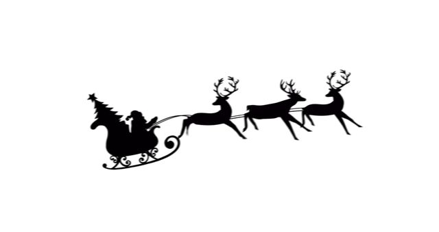 Santa Claus Silhouette in Sleigh with Reindeer on White Background - Download Free Stock Images Pikwizard.com