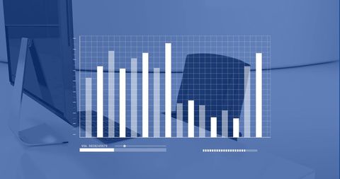 Digital Data Processing Graph Overlay on Office Desk - Download Free Stock Images Pikwizard.com