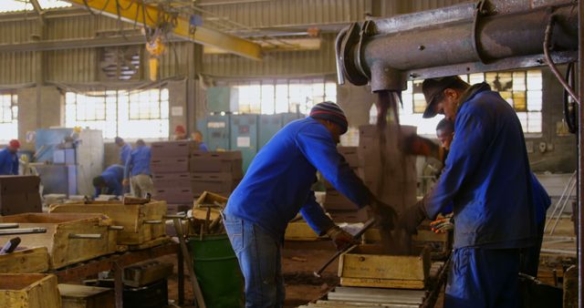 Workers Collaborating in Industrial Factory Setting - Download Free Stock Images Pikwizard.com