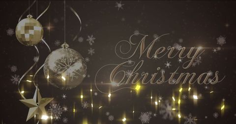 Elegant Golden Christmas Ornaments with Festive Greetings