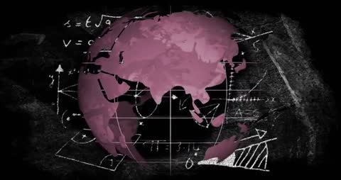 Rotating Digital Globe with Formulas and Designs