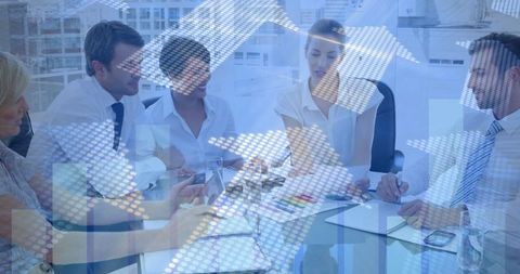 Business Meeting with Financial Growth Concept Overlay - Download Free Stock Images Pikwizard.com