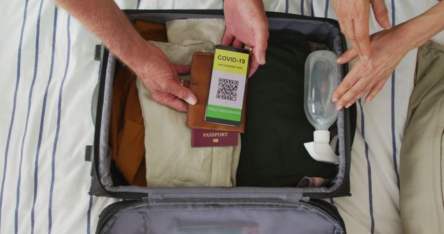 Packing Travel Suitcase with COVID-19 Vaccination Passport - Download Free Stock Images Pikwizard.com