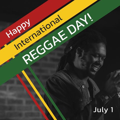 Celebrating international reggae day with joyful musician