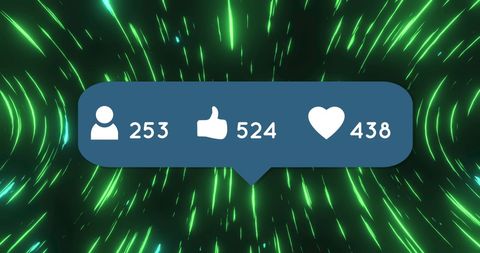 Social media engagement icons with futuristic background