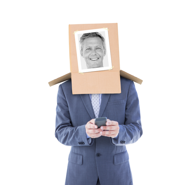 Transparent Businessman with Cardboard Box Head Using Smartphone - Download Free Stock Videos Pikwizard.com