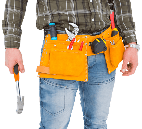 manual worker wearing transparent tool belt holding hammer - Download Free Stock Videos Pikwizard.com