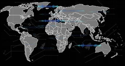 Global Data Visualization on Dark World Map - Download Free Stock Images Pikwizard.com